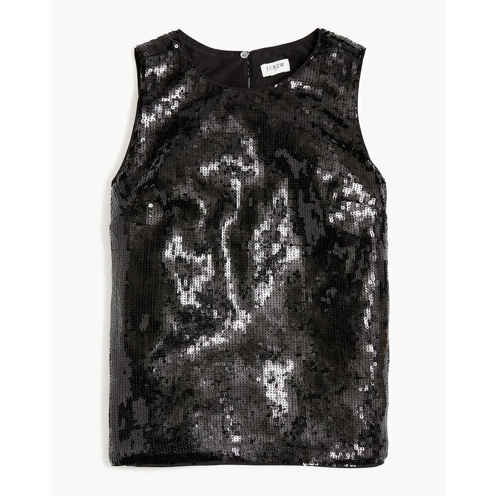 NWT J. Crew Factory Black Sparkly Sequin Shell Sz XS